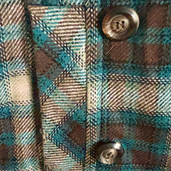 Stetson Teal and Brown Plaid Pea Coat - Picture 5 of 6